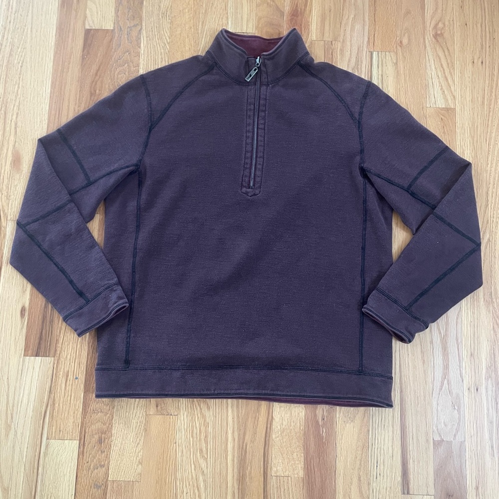 Men's Reverseable Tommy Bahama Quater Zip Dark purple/Red